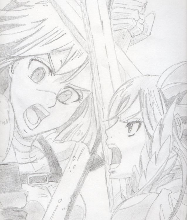 Wallpapers Art - Pencil Manga - Fairy Tail Erza Vs Erza