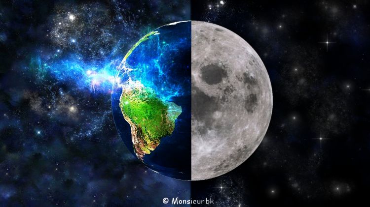 Wallpapers Digital Art Space - Universe Le terre est Lune