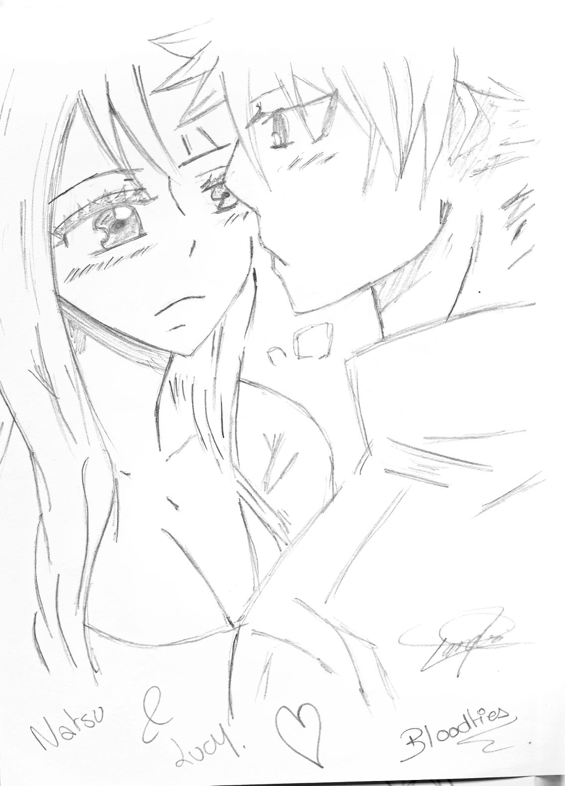 Wallpapers Art - Pencil Manga - Fairy Tail Natsu et Lucy 