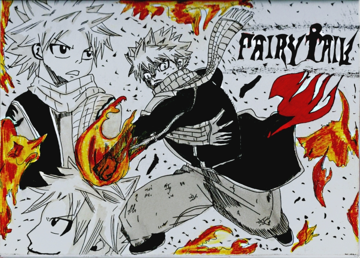 Wallpapers Art - Pencil Manga - Fairy Tail Natsu la salamandre de Fairy Tail