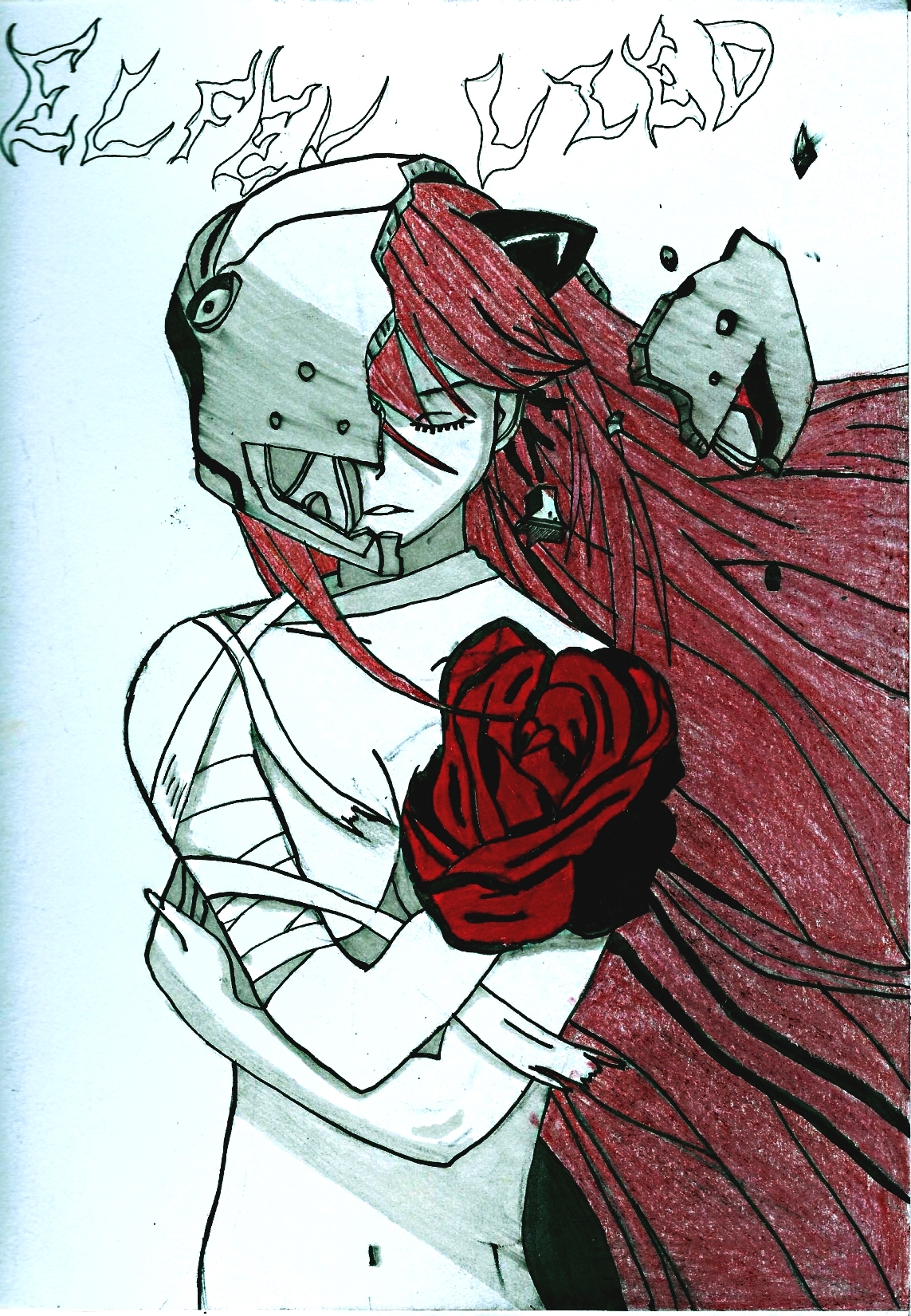 Fonds d'cran Art - Crayon Manga - Elfen lied Lucy de Elfen Lied en demie humaine et demi diclonus 