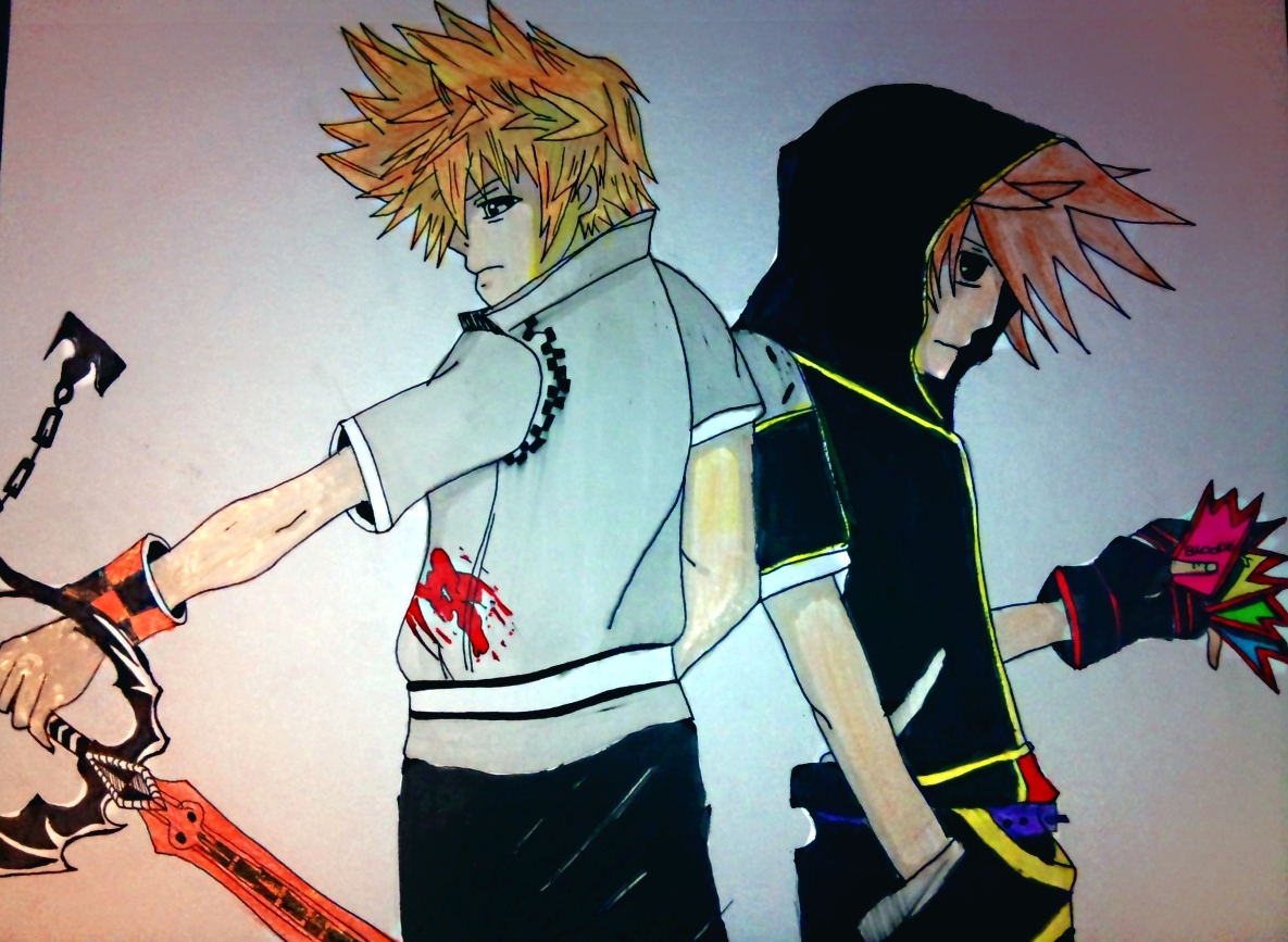 Fonds d'cran Art - Crayon Manga - Kingdom Hearts sora et roxas de kingdom hearts