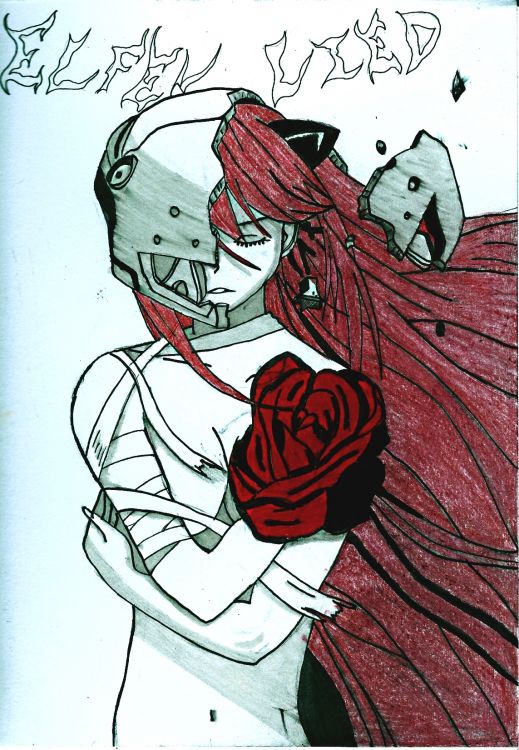 Wallpapers Art - Pencil Manga - Elfen lied Lucy de Elfen Lied en demie humaine et demi diclonus 