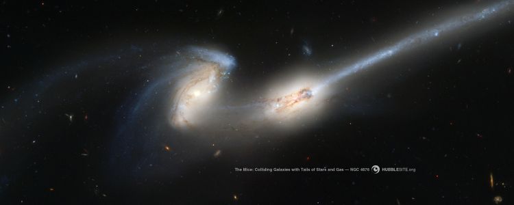 Wallpapers Space Galaxies Galaxies en collision, dposent une traine d'toiles (NGC 4676)