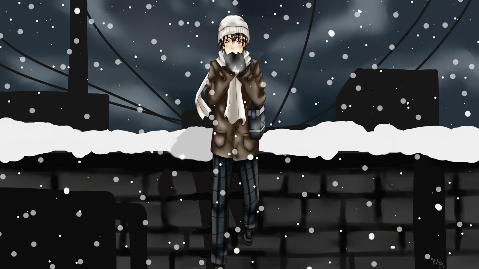 Wallpapers Digital Art Manga on the snow