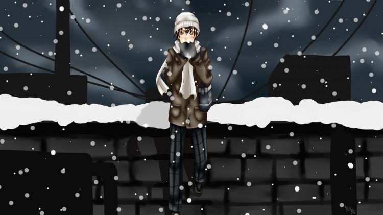 Wallpapers Digital Art Manga on the snow