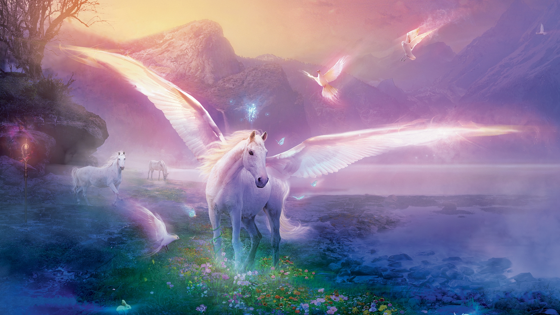 Wallpapers Fantasy and Science Fiction Creatures : Unicorns - Pegasus 