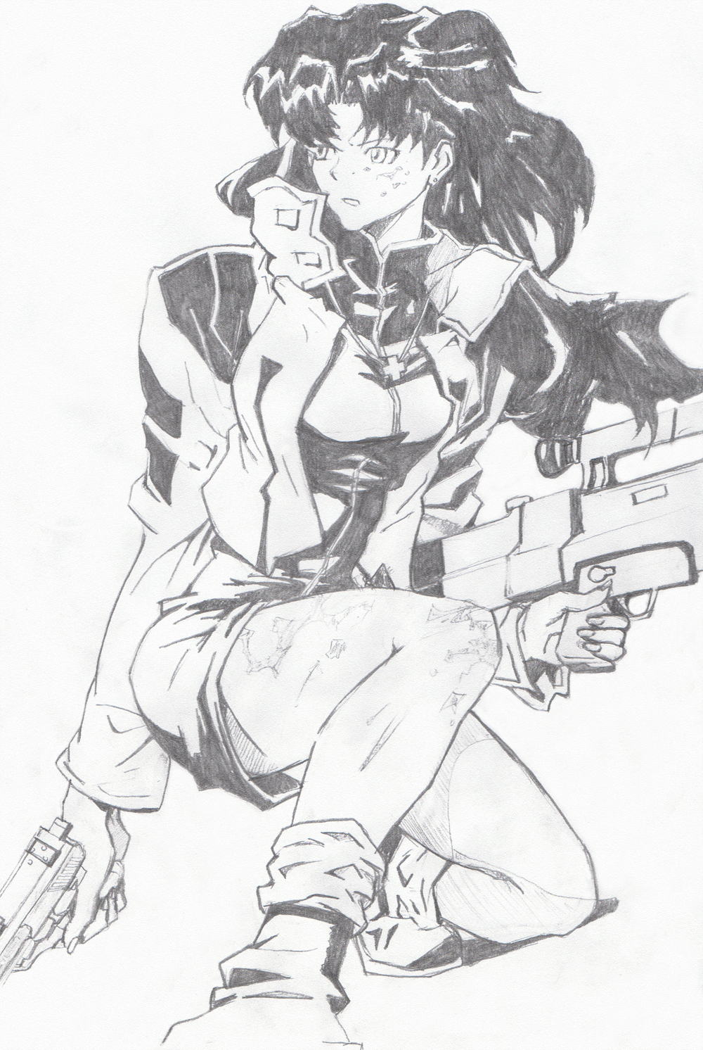 Wallpapers Art - Pencil Manga - Evangelion misato katsuragi