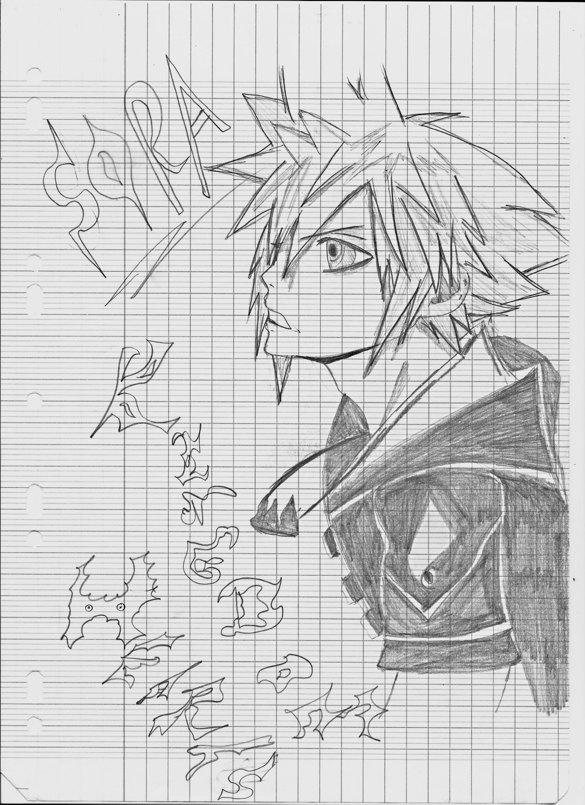 Fonds d'cran Art - Crayon Manga - Kingdom Hearts Croquis de Sora dans Kingdom Hearts