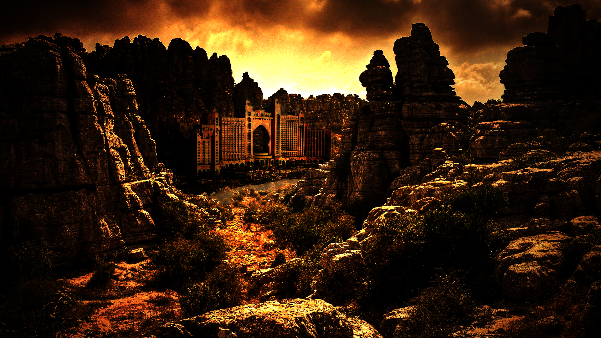 Wallpapers Fantasy and Science Fiction Fantasy Landscapes Dubai et Canyon