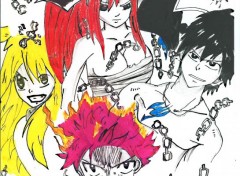  Art - Pencil Natsu , Lucy , Erza , Gray et Mirajane de fairy tail 