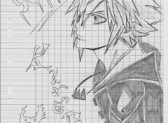  Art - Pencil Croquis de Sora dans Kingdom Hearts