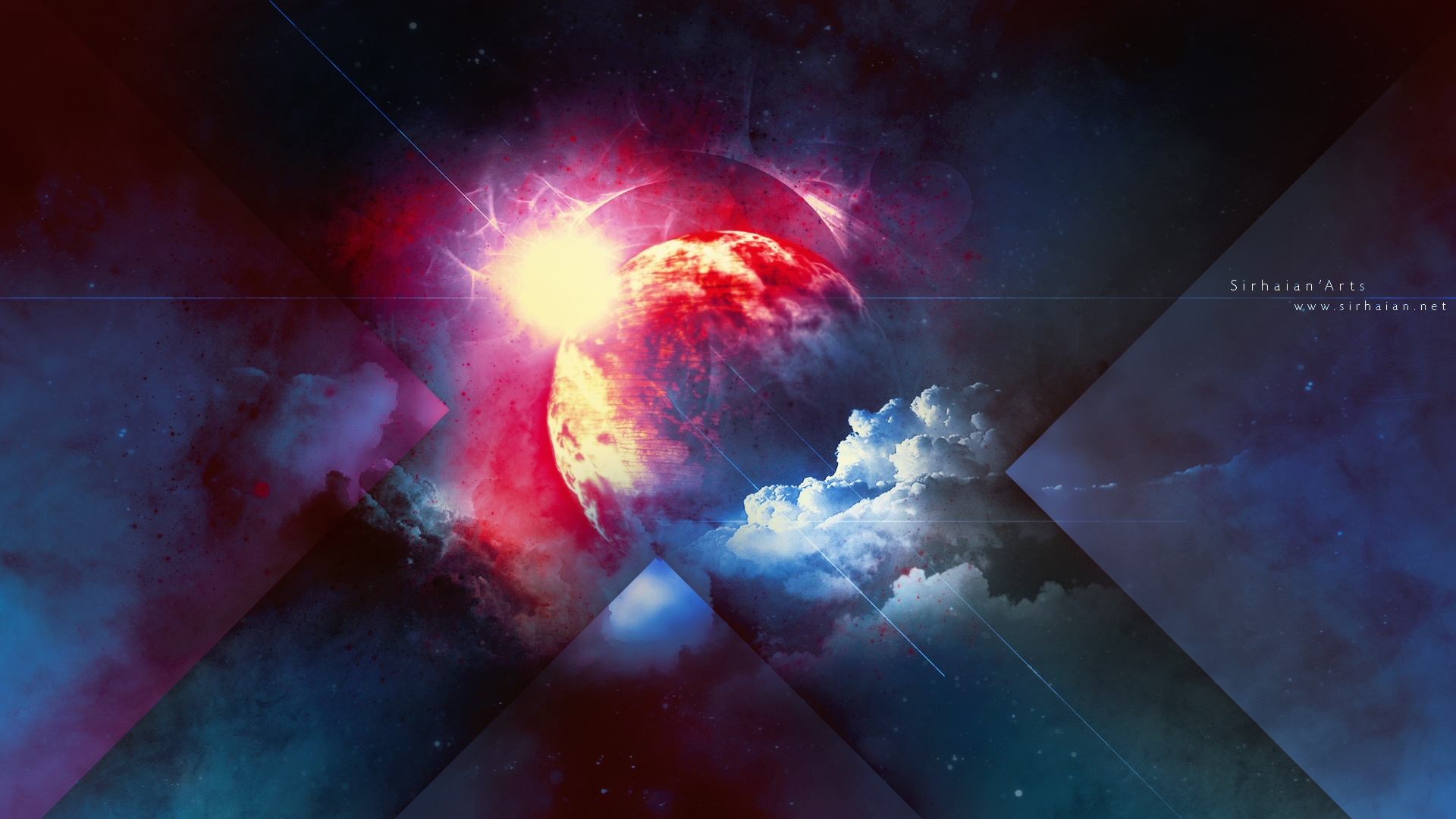 Wallpapers Digital Art Space - Universe Red and Blue