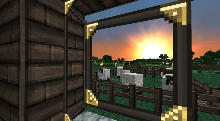 Wallpapers Video Games Minecraft Coucher de soleil sur la plaine.