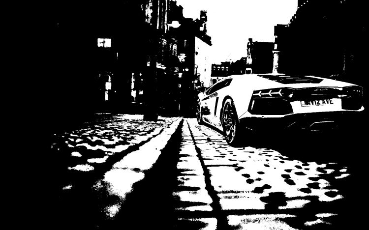 Wallpapers Cars Lamborghini Aventador_Black & White