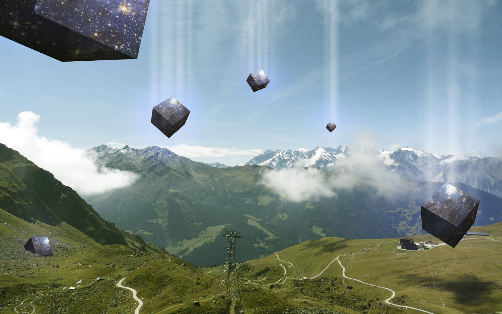 Wallpapers Digital Art Nature - Mountains Cube cosmique