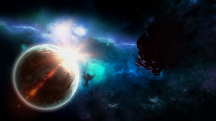 Wallpapers Digital Art Space - Universe Meteorite Apocalypse