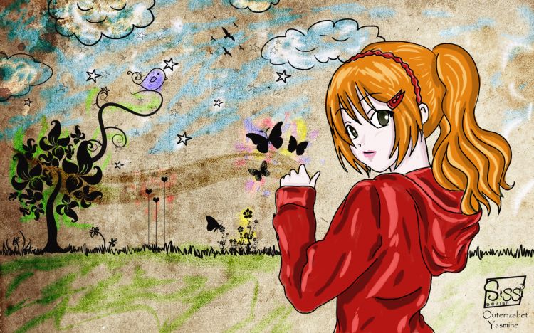 Wallpapers Digital Art Manga she's drawing 