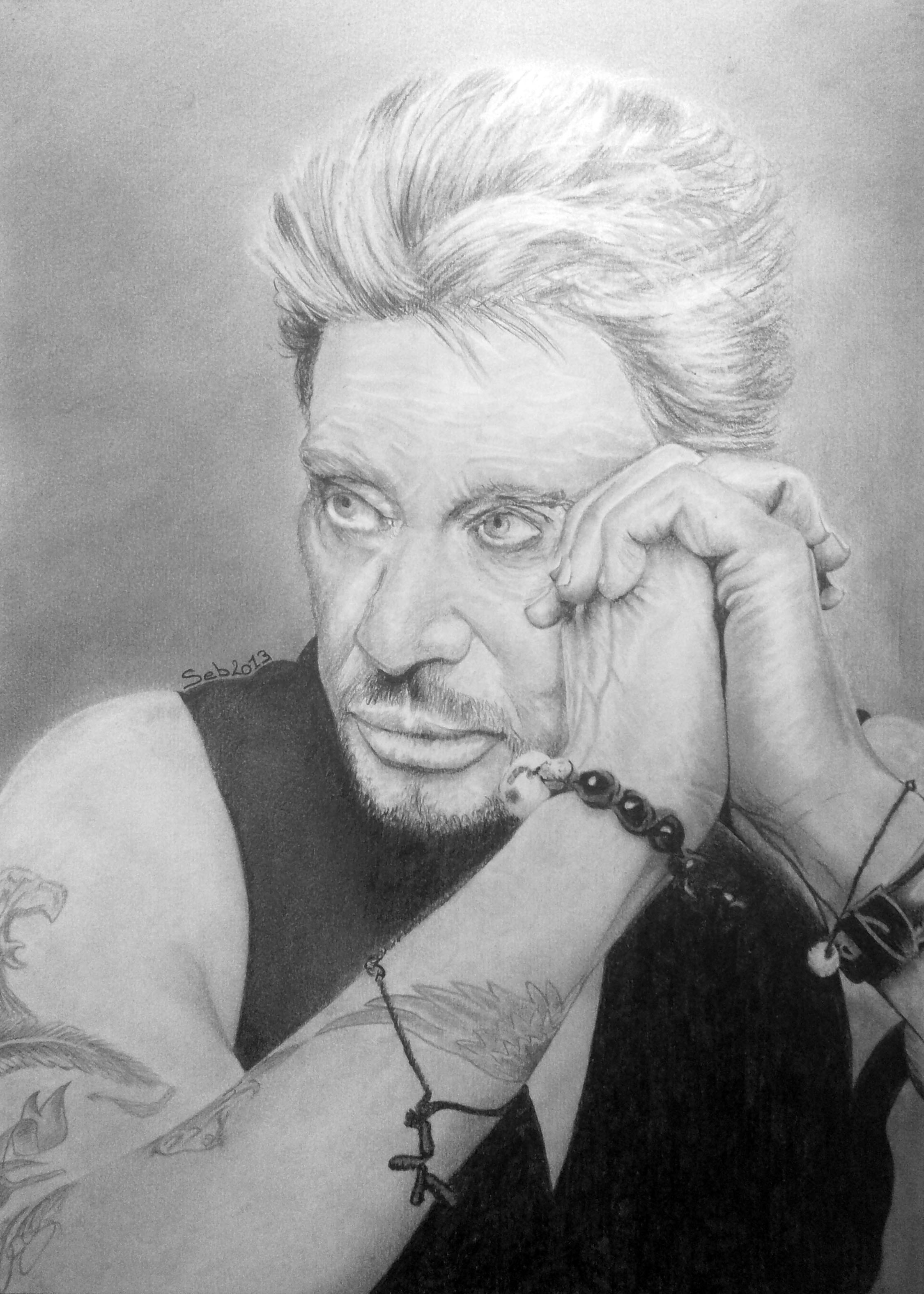 Wallpapers Art - Pencil Portraits Johnny Hallyday