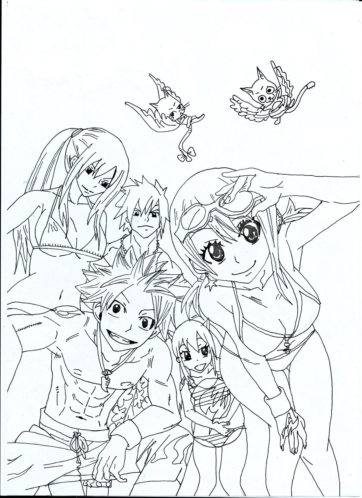 Wallpapers Art - Pencil Manga - Fairy Tail Fairy Tail , team à la plage 