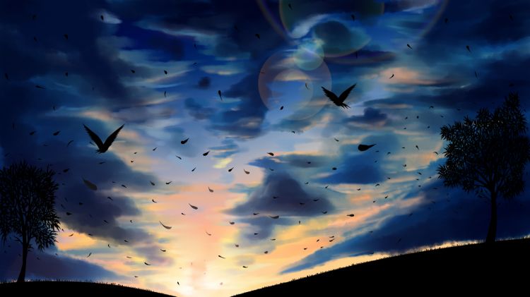 Wallpapers Digital Art Nature - Skies, sunsets trees in the sky