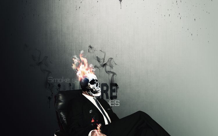 Fonds d'cran Art - Numrique Personnages Skull Face Fire