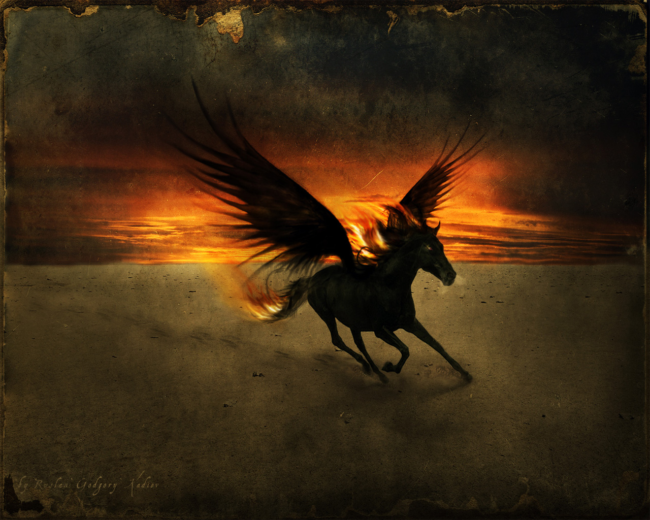 Wallpapers Fantasy and Science Fiction Creatures : Unicorns - Pegasus cheval