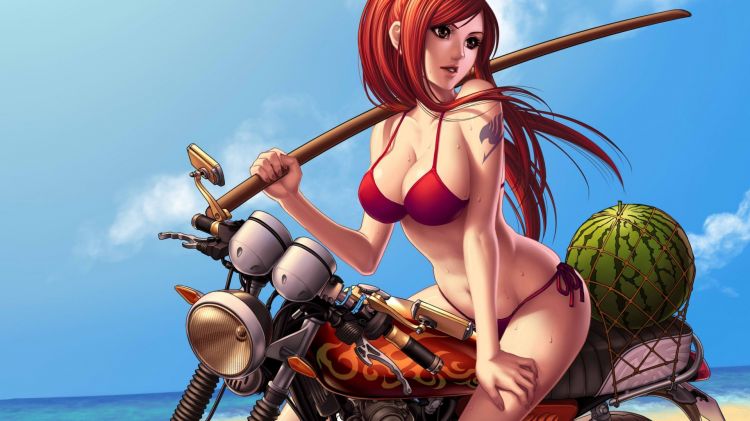 Wallpapers Manga Fairy Tail Erza Scarlet Bike