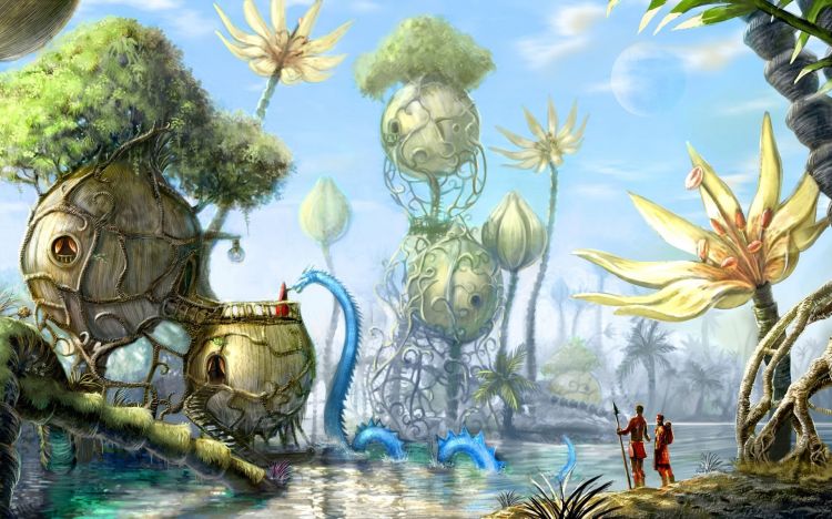 Fonds d'cran Fantasy et Science Fiction Paysages Fantasy dragon et homme