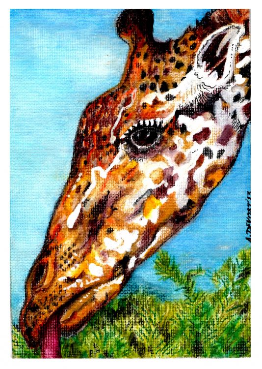 Fonds d'cran Art - Peinture Animaux Girafe