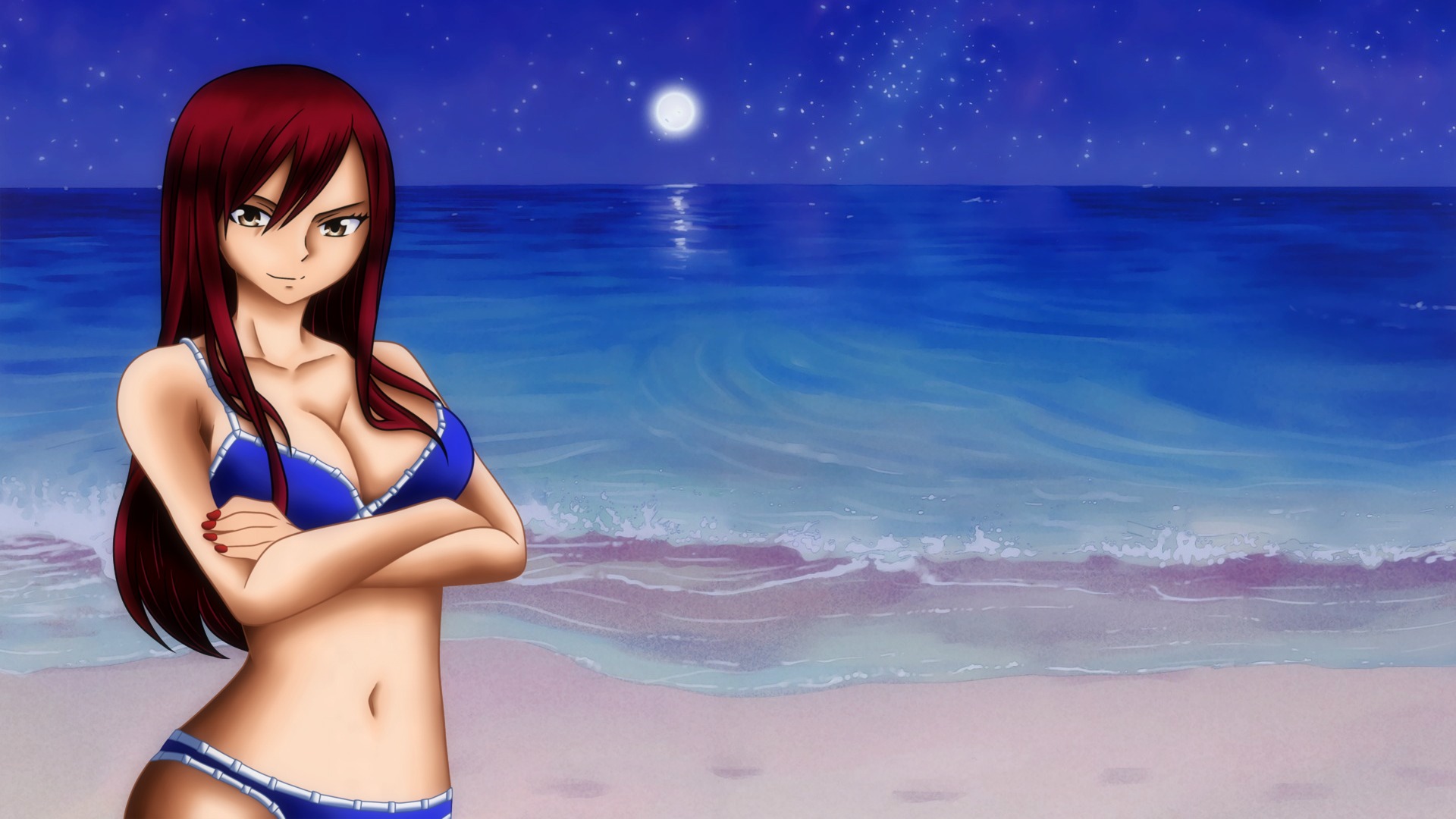 Wallpapers Manga Fairy Tail Erza Scarlet - Night Beach