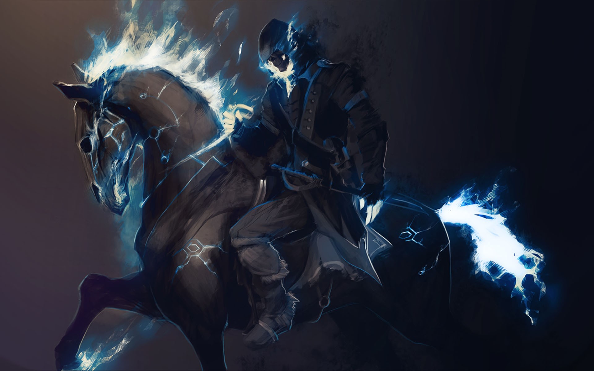 Wallpapers Fantasy and Science Fiction Death Evil Blue Horse