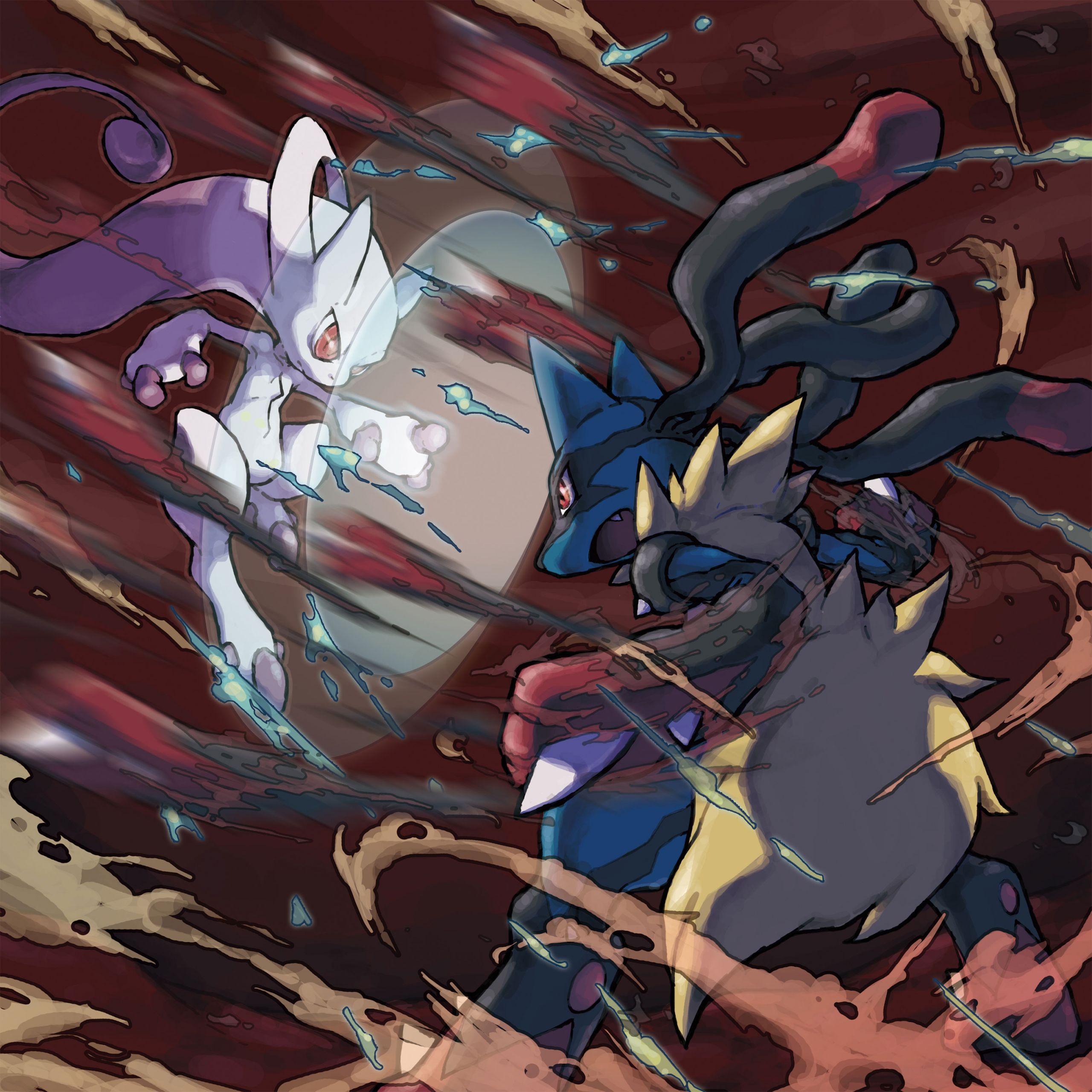 Wallpapers Video Games Pokemon Mga-Mewtwo vs. Mga-Lucario