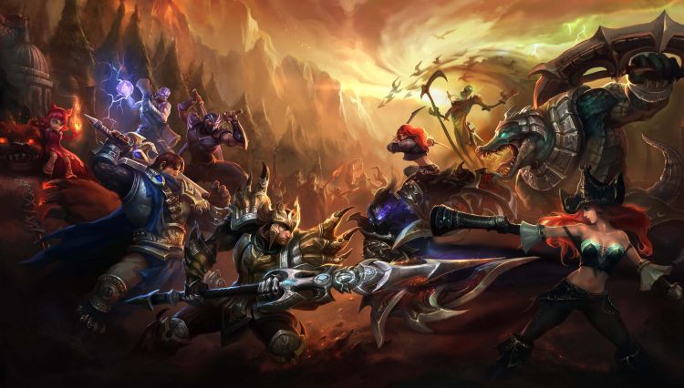 Fonds d'cran Fantasy et Science Fiction Guerriers - Guerrires League of Legends - Jarvan IV vs Nocturne