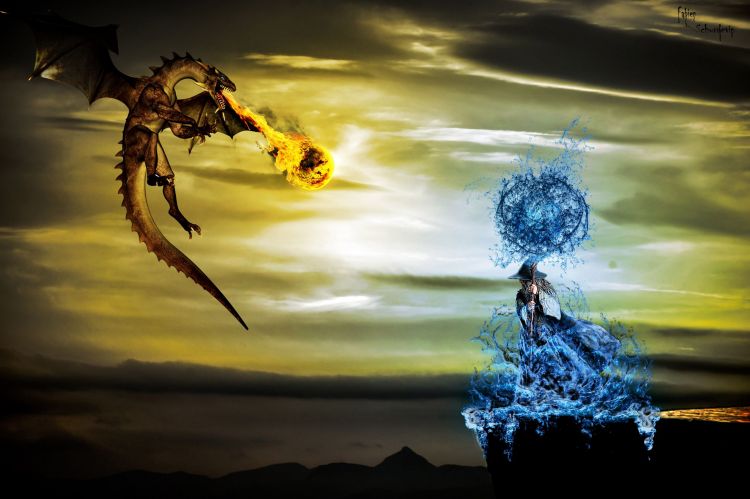 Wallpapers Fantasy and Science Fiction Creatures : Dragons confrontation!