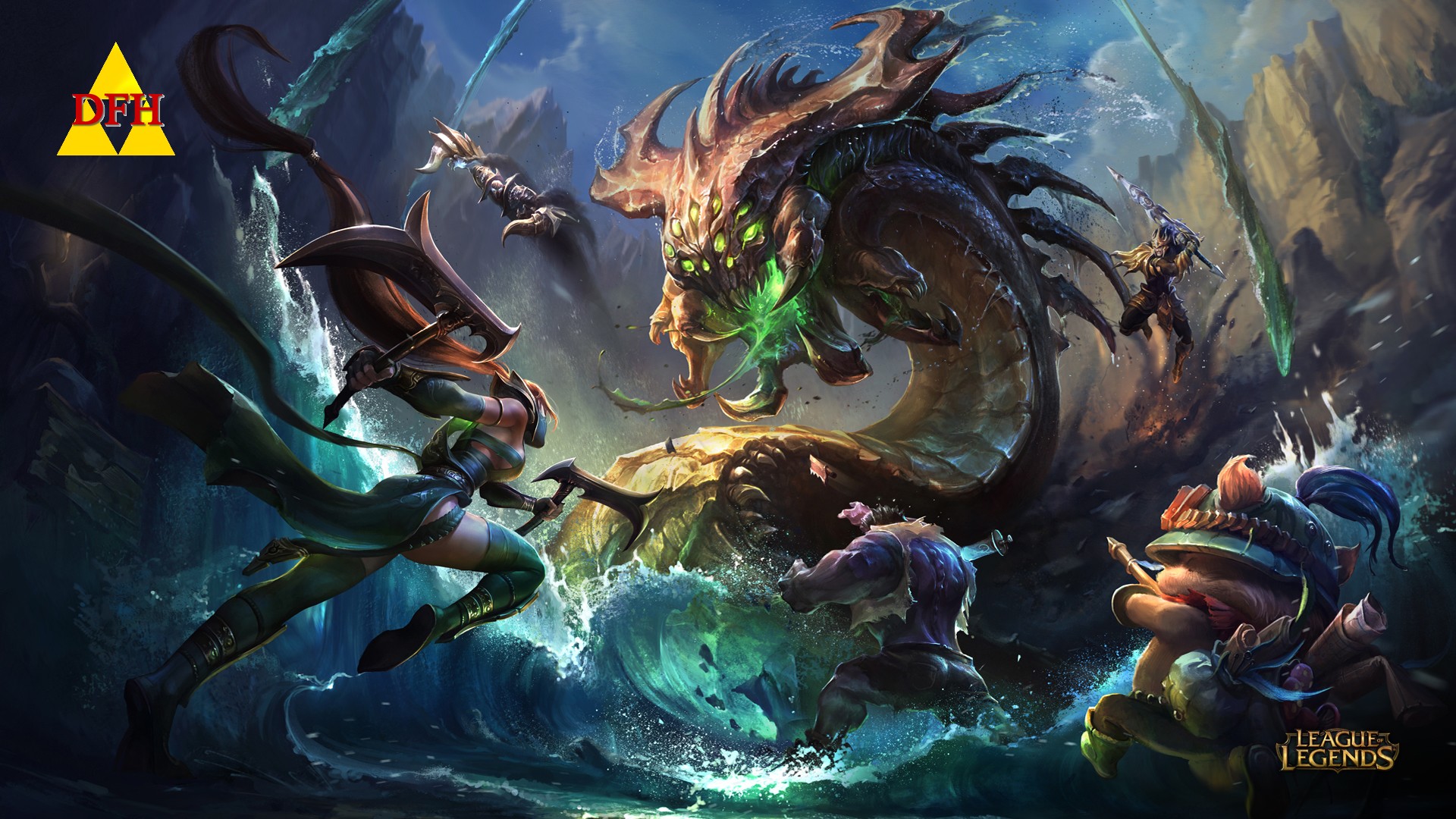 Fonds d'cran Jeux Vido League of Legends - Clash of Fates Akali VS Nashor - League of Legends Wallpaper