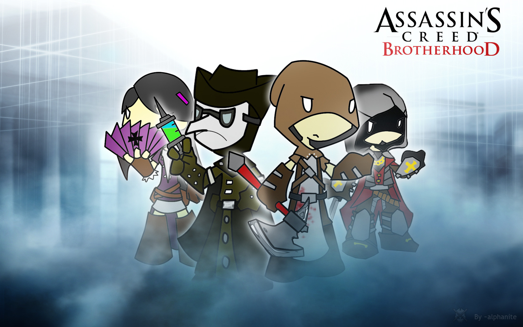 Wallpapers Video Games Assassin's Creed : Brotherhood Parodie des personnages d'Assassin's Creed : Brotherhood