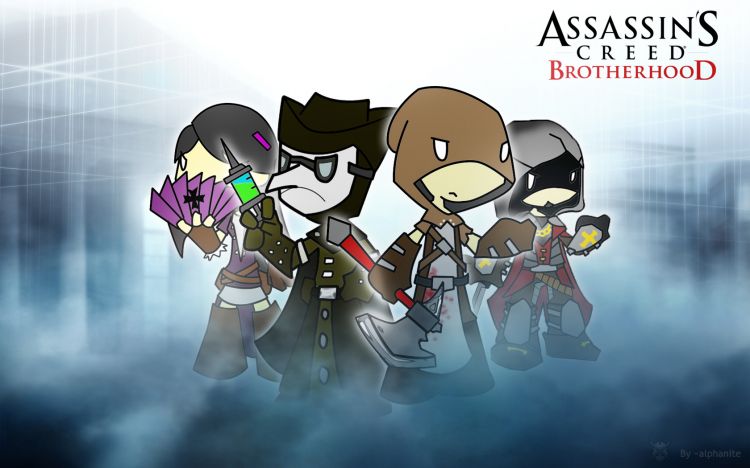 Fonds d'cran Jeux Vido Assassin's Creed : Brotherhood Parodie des personnages d'Assassin's Creed : Brotherhood