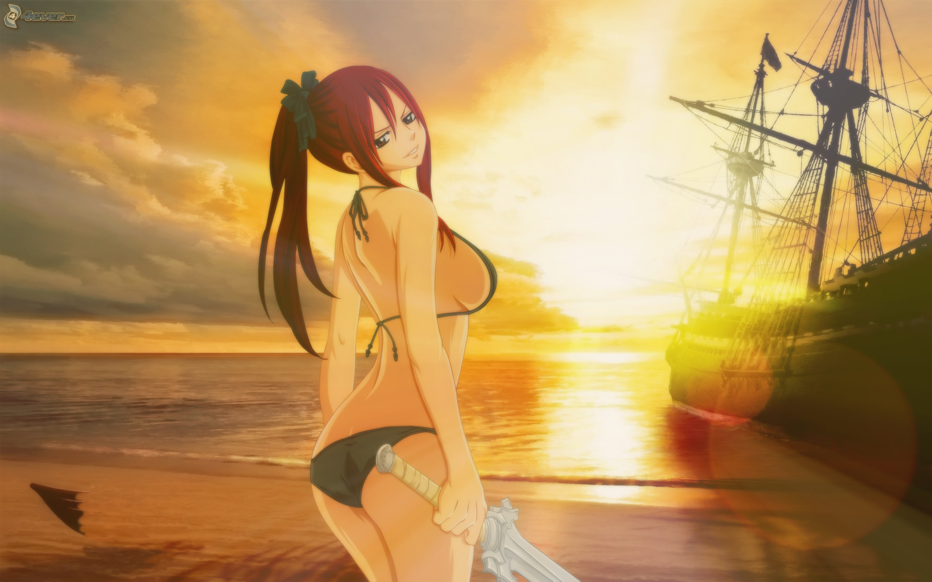 Wallpapers Manga Fairy Tail Erza Scarlet - Smile Sunset