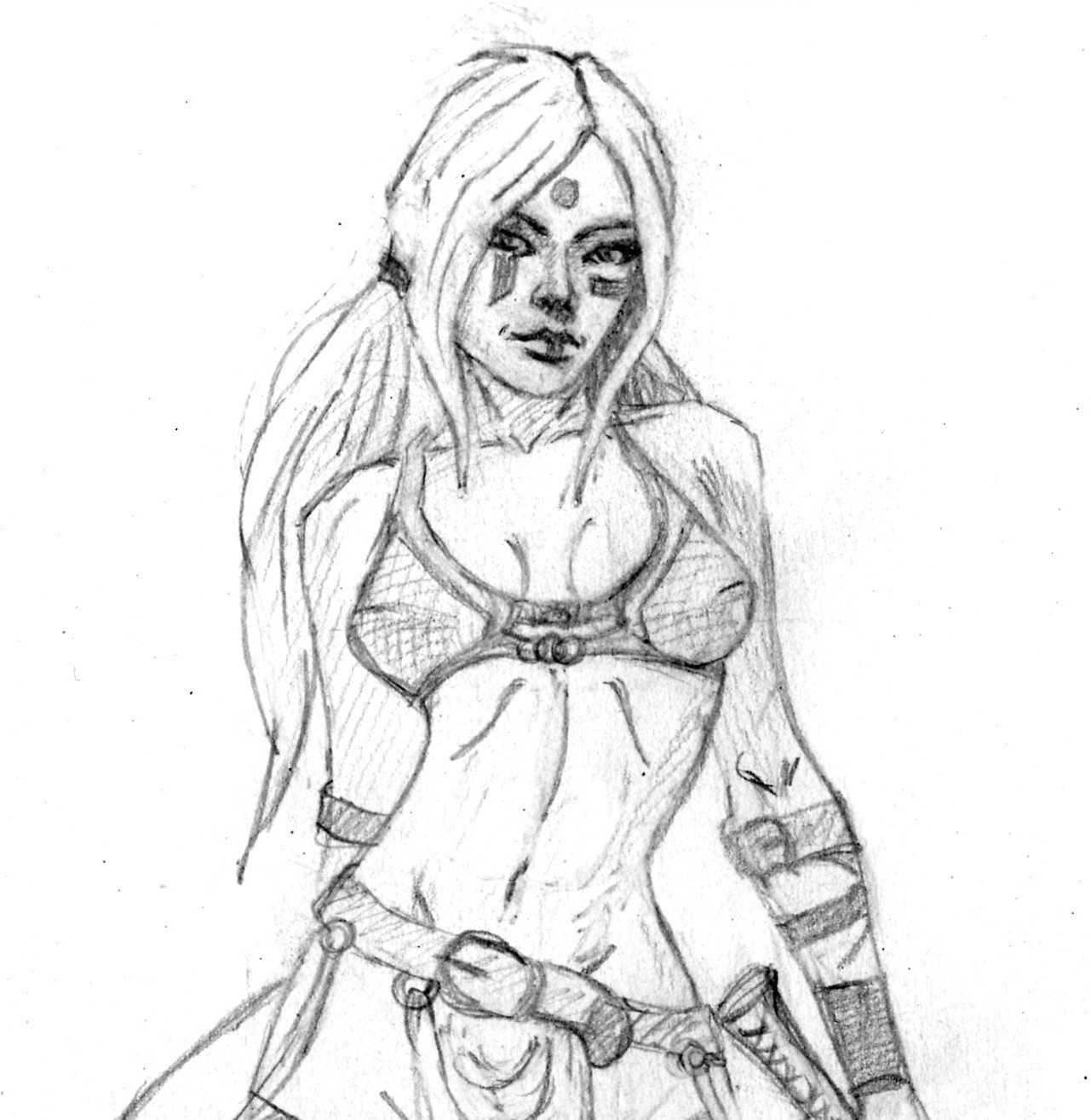 Wallpapers Art - Pencil Fantasy - Warriors (female) Ehawi.