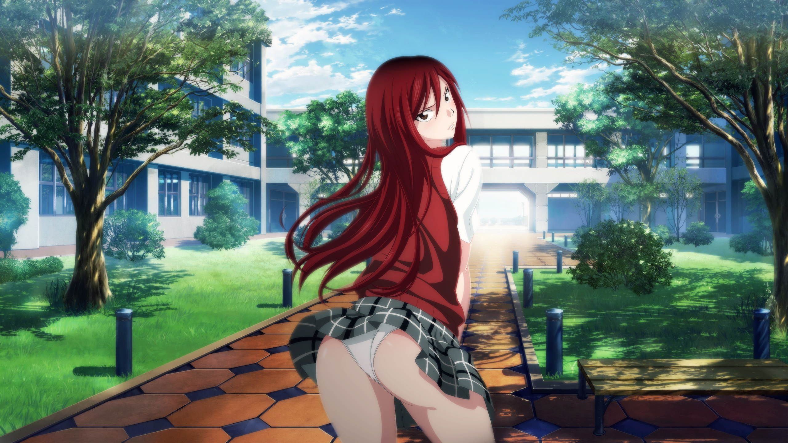 Wallpapers Manga Fairy Tail Erza Scarlet - Pantie at School