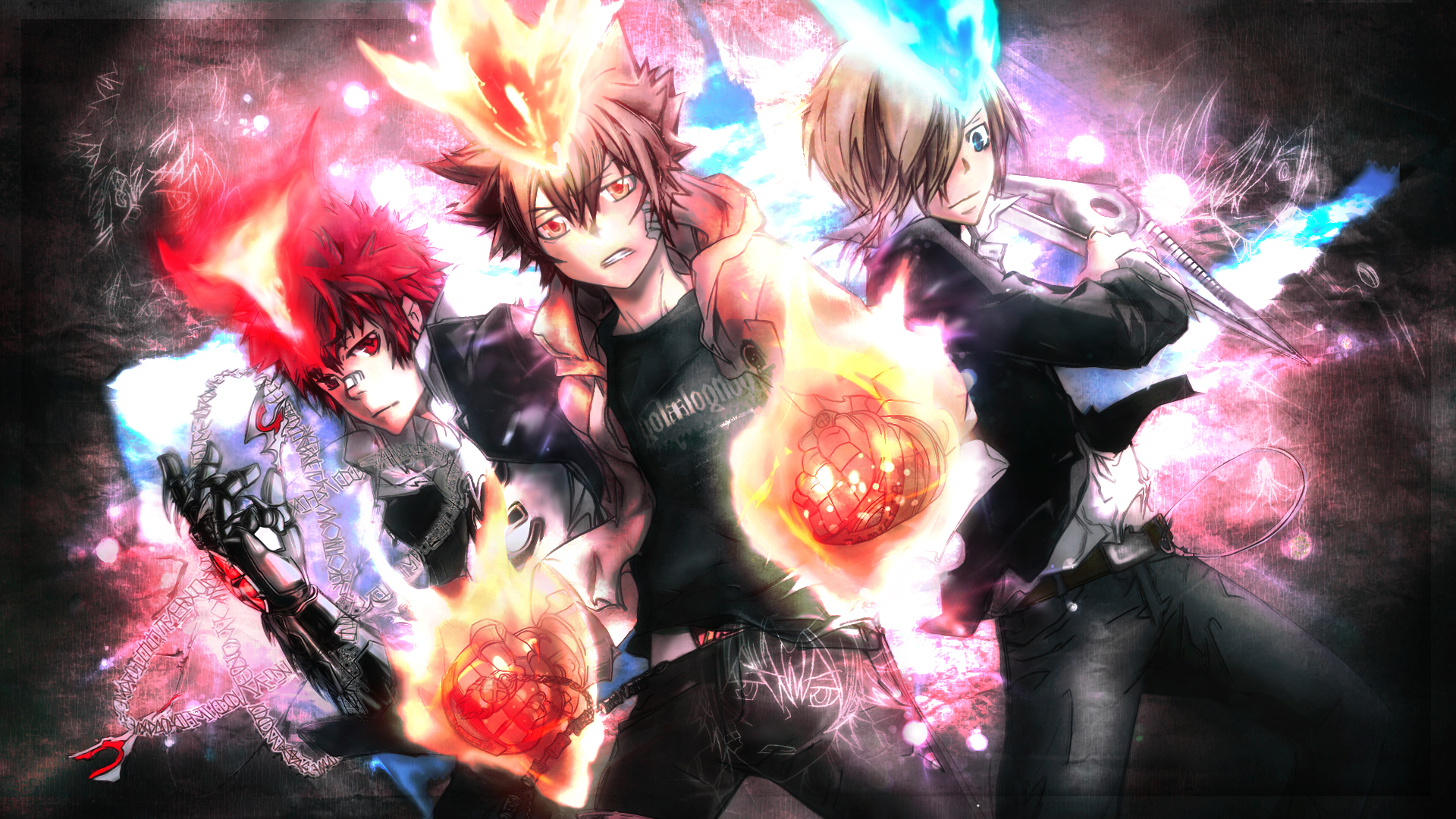 Fonds d'cran Manga Katekyoshi Hitman Reborn REBORN! Hyper trio, tsuna enma and basil