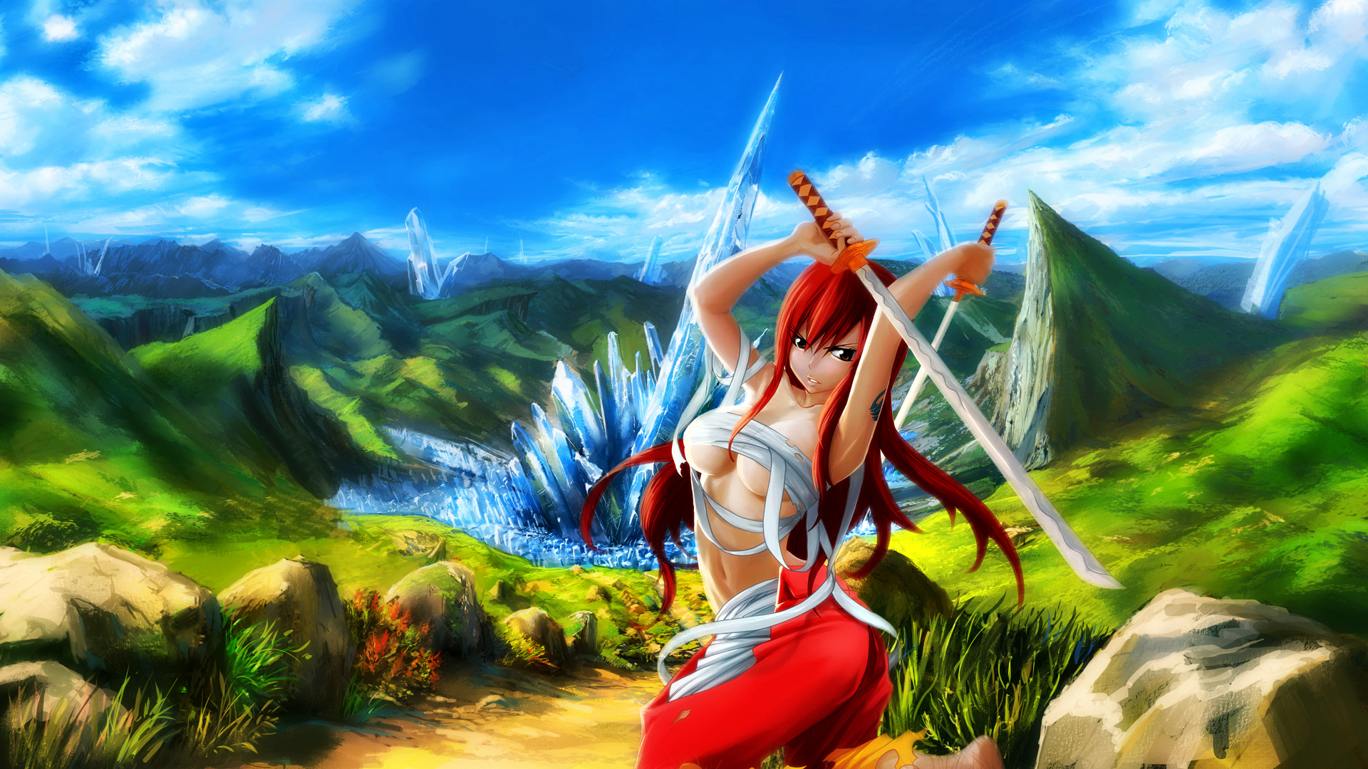 Wallpapers Manga Fairy Tail Erza Scarlet - Paint Effect 