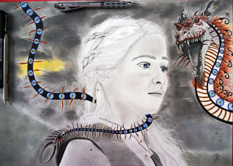 Fonds d'cran Art - Crayon Fantasy - Personnages Mother of Dragons: Game of Thrones