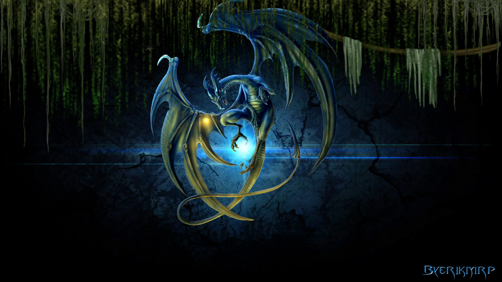 Wallpapers Fantasy and Science Fiction Creatures : Dragons dragon blue led