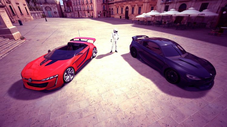 Fonds d'cran Jeux Vido Gran Turismo 6 Volkswagen GTI Roadster Vision Gran Turismo & BMW Vision Gran Turismo