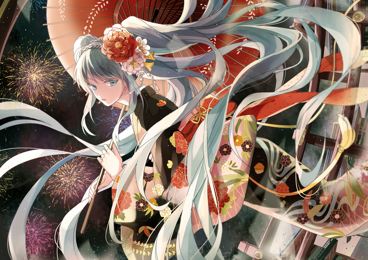 Wallpapers Manga Vocalods Miku en Kimono 