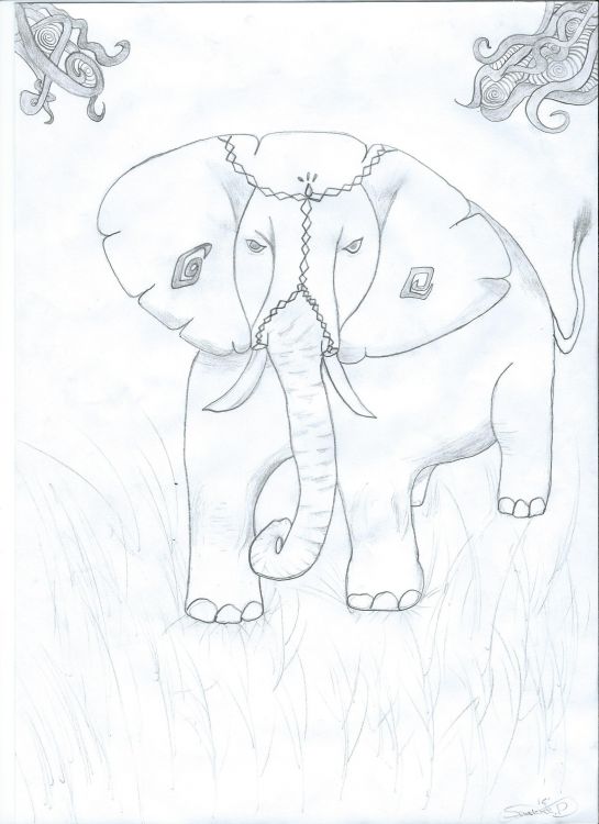 Fonds d'cran Art - Crayon Animaux - Elphants Indiaphant