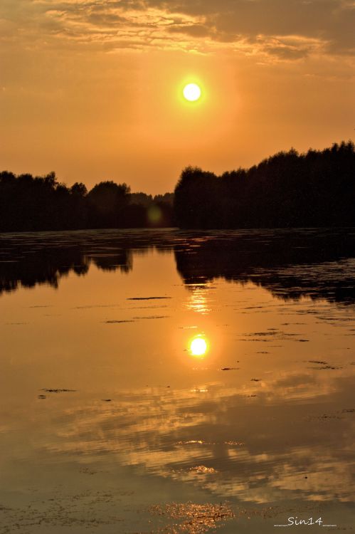 Fonds d'cran Nature Couchers et levers de Soleil LAC DU HERON