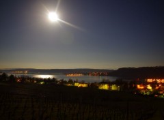  Nature Lac de Bienne (Suisse), vu du Landeron par une nuit de pleine lune